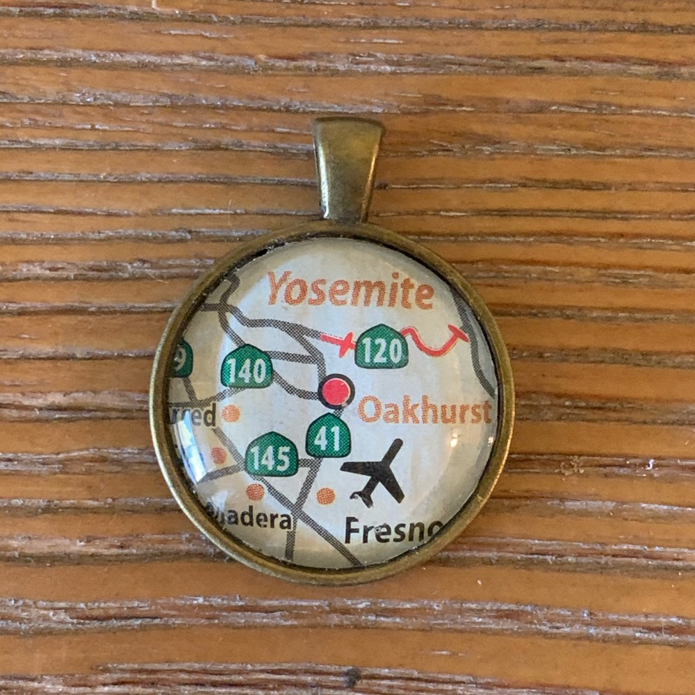 Handmade Yosemite National Park Map Necklace